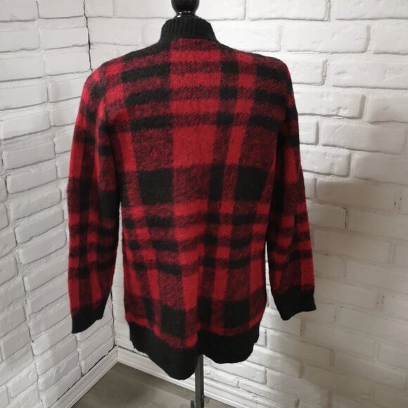 NWOT Ricki's Ladies Size Small Red & Black Check Straight Fit Open Cardigan - Picture 2 of 9